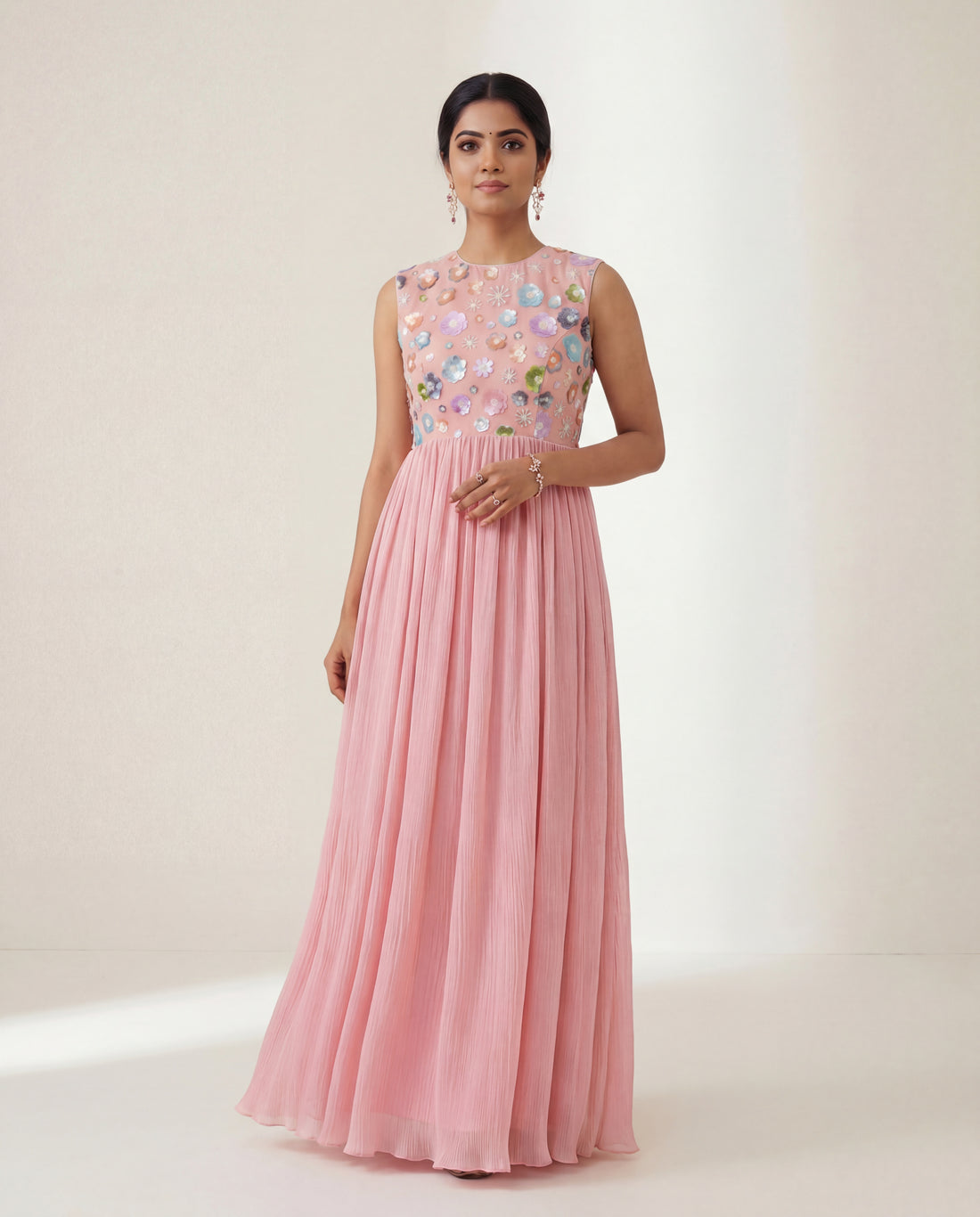 Blush Pink Embellished Maxi Dress