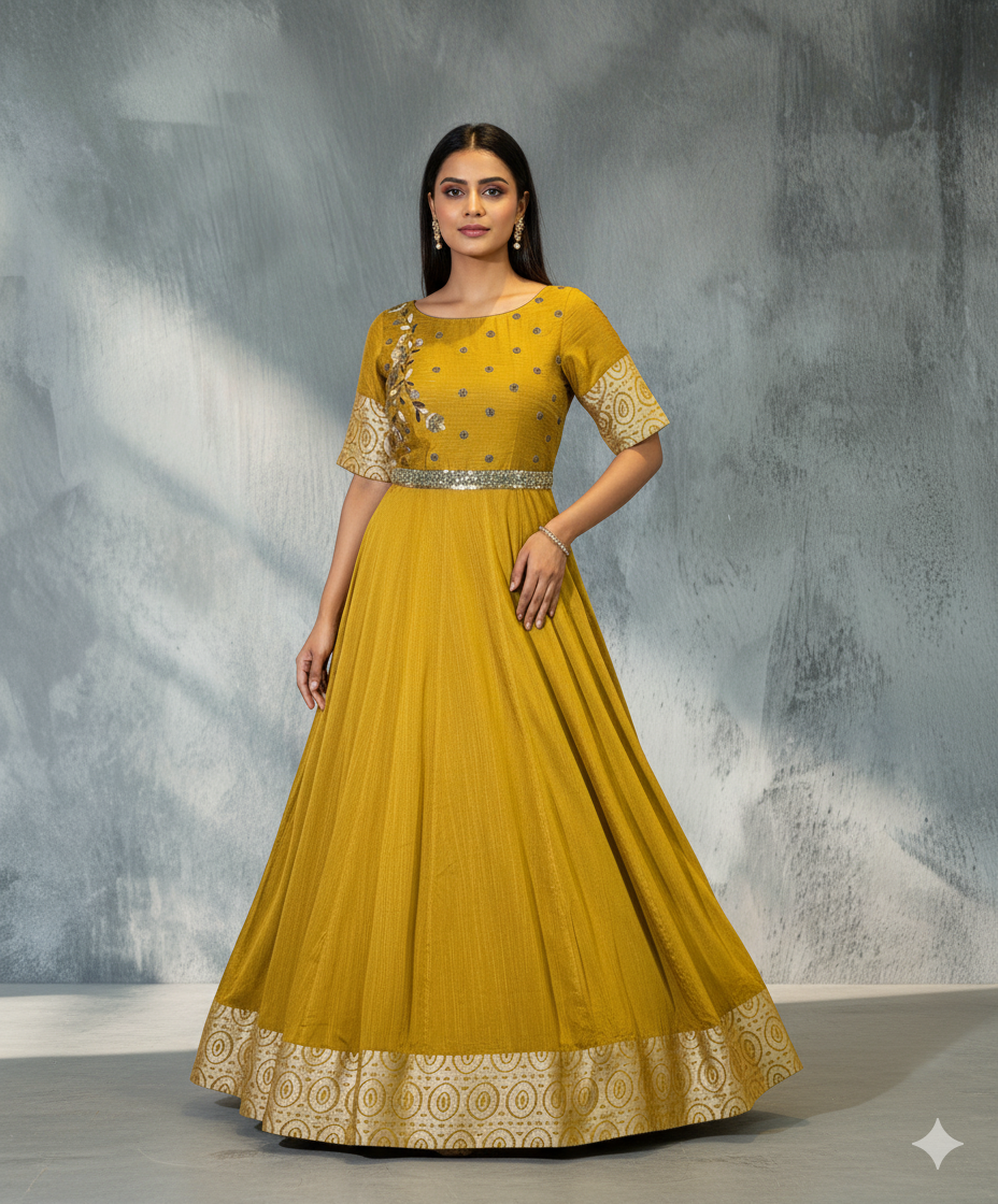 Mustard Yellow Anarkali