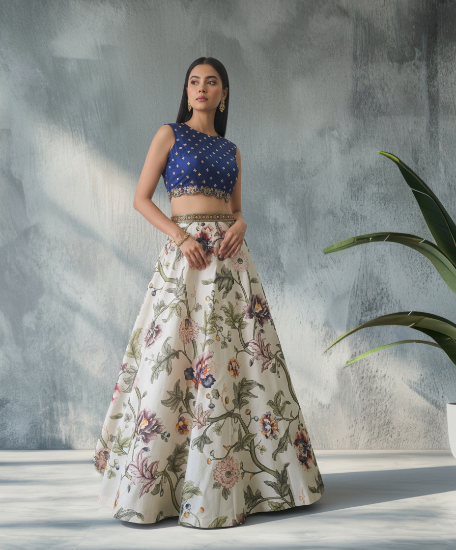 Floral Crop Top Skirt