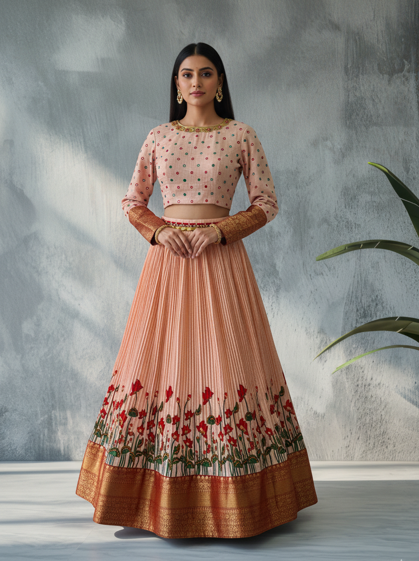 Peach Crop Top &amp; Skirt