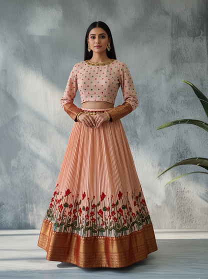 Peach Crop Top &amp; Skirt