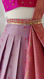 Load image into Gallery viewer, Lavender &amp; Pink Pre-Draped Lehanga Set
