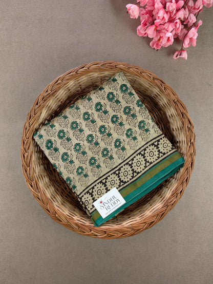 Hand Block Printed Maheshwari Silk - Green