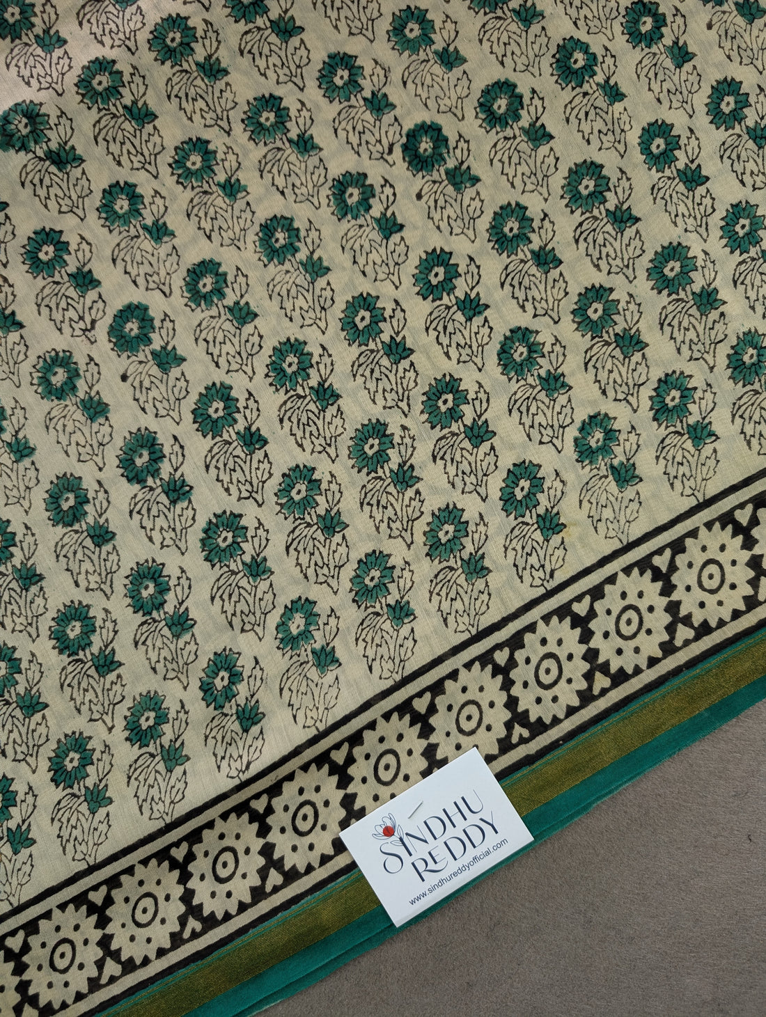 Hand Block Printed Maheshwari Silk - Green