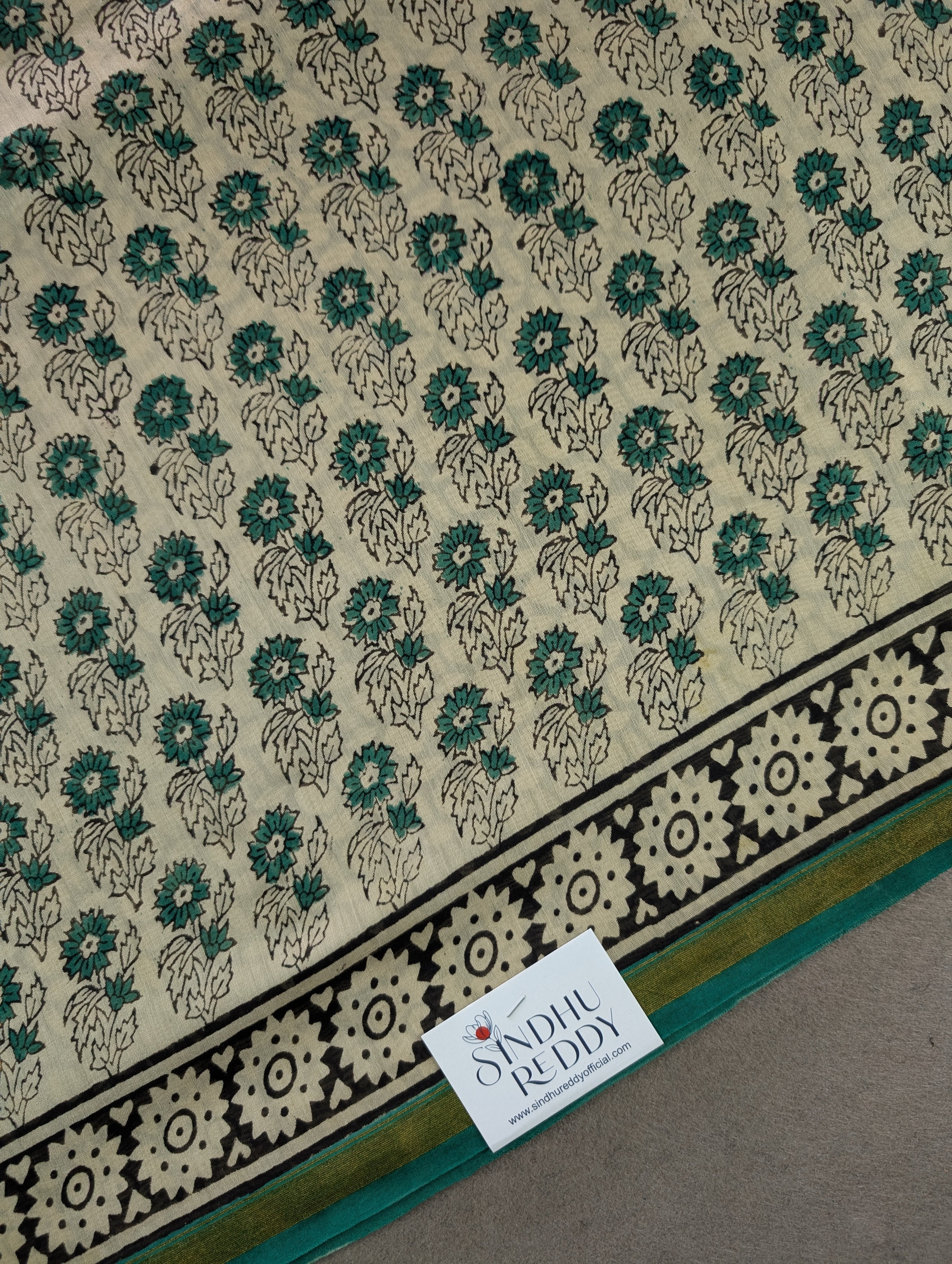 Hand Block Printed Maheshwari Silk - Green