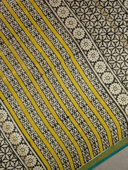 Hand Block Printed Maheshwari Silk - Green