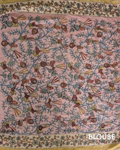 Pen Kalamkari X Bandhani - Tealish Blue