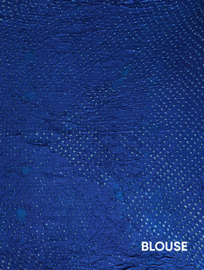 Block Print X Bandhani - Cyan Blue &amp; Teal Blue