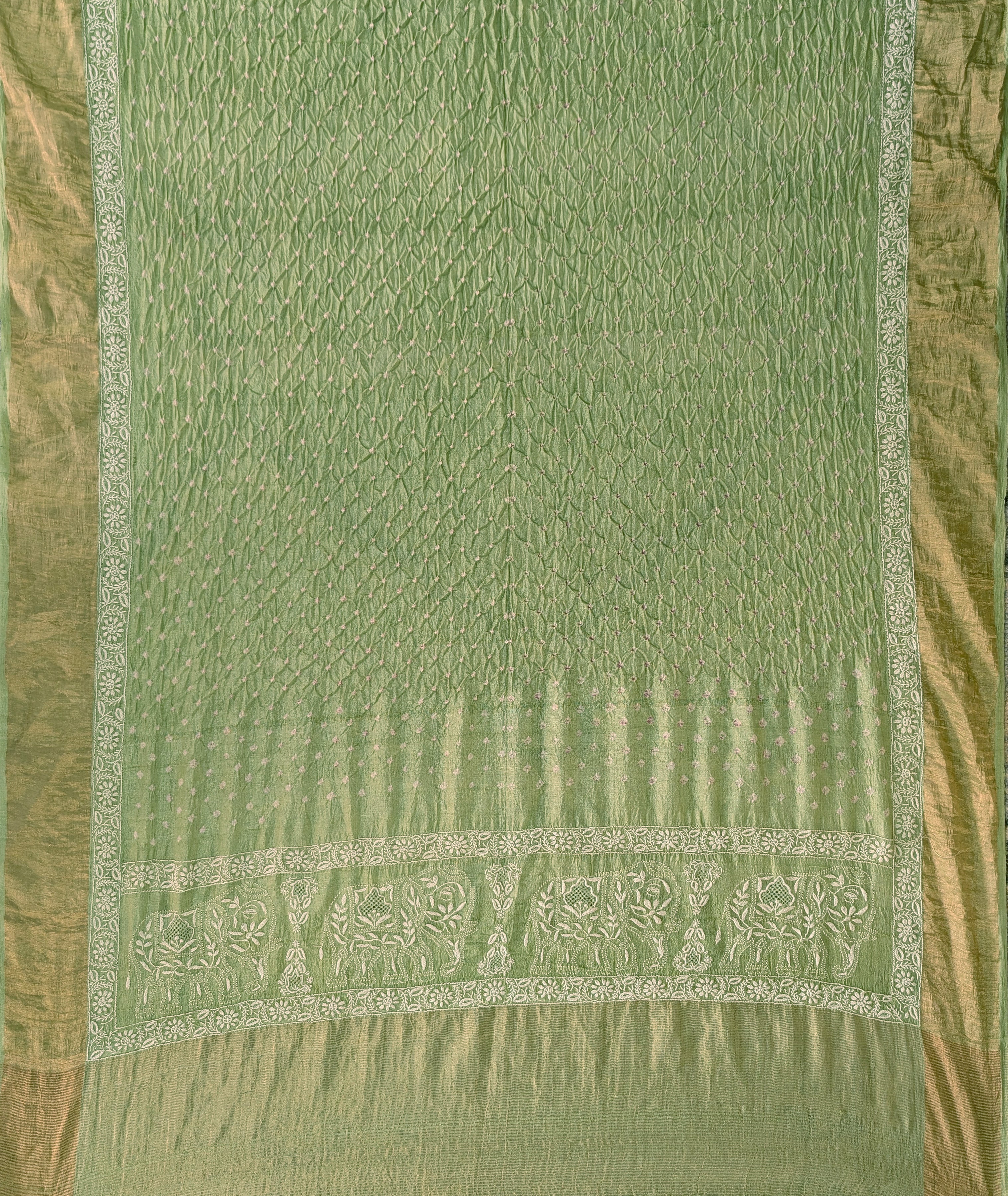 Chikankari X Bandhani - Pastel Green