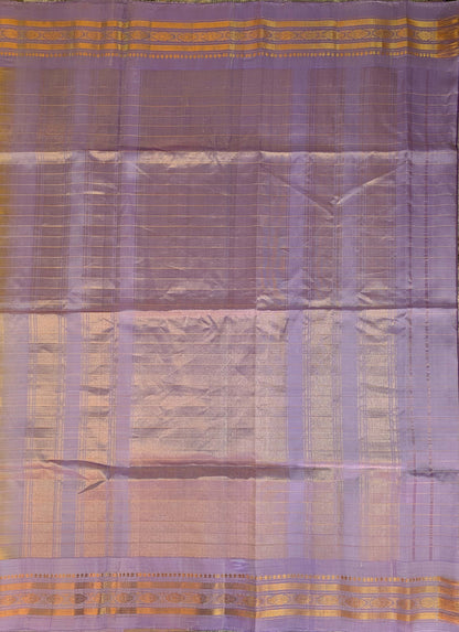 Pure Handloom Gadwal - Mustard with Lavender