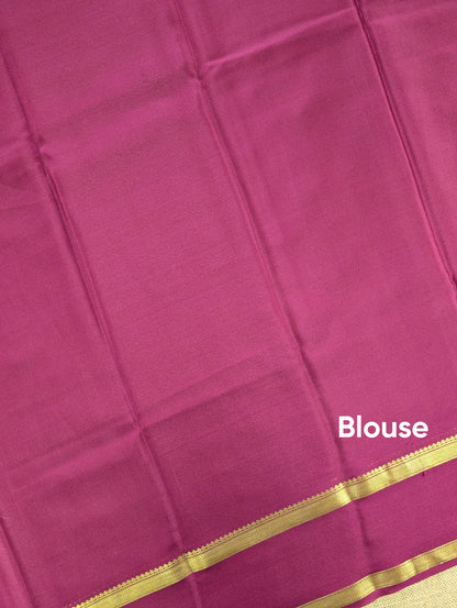 Pure Mysore Silk Crepe -  Cream &amp; Maroon Hand Brush Paint Saree