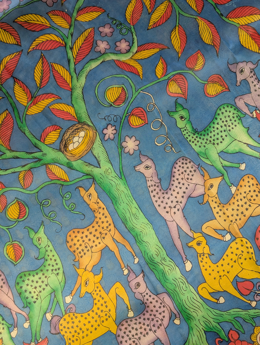 Organza X Pen Kalamkari - Aqua Blue