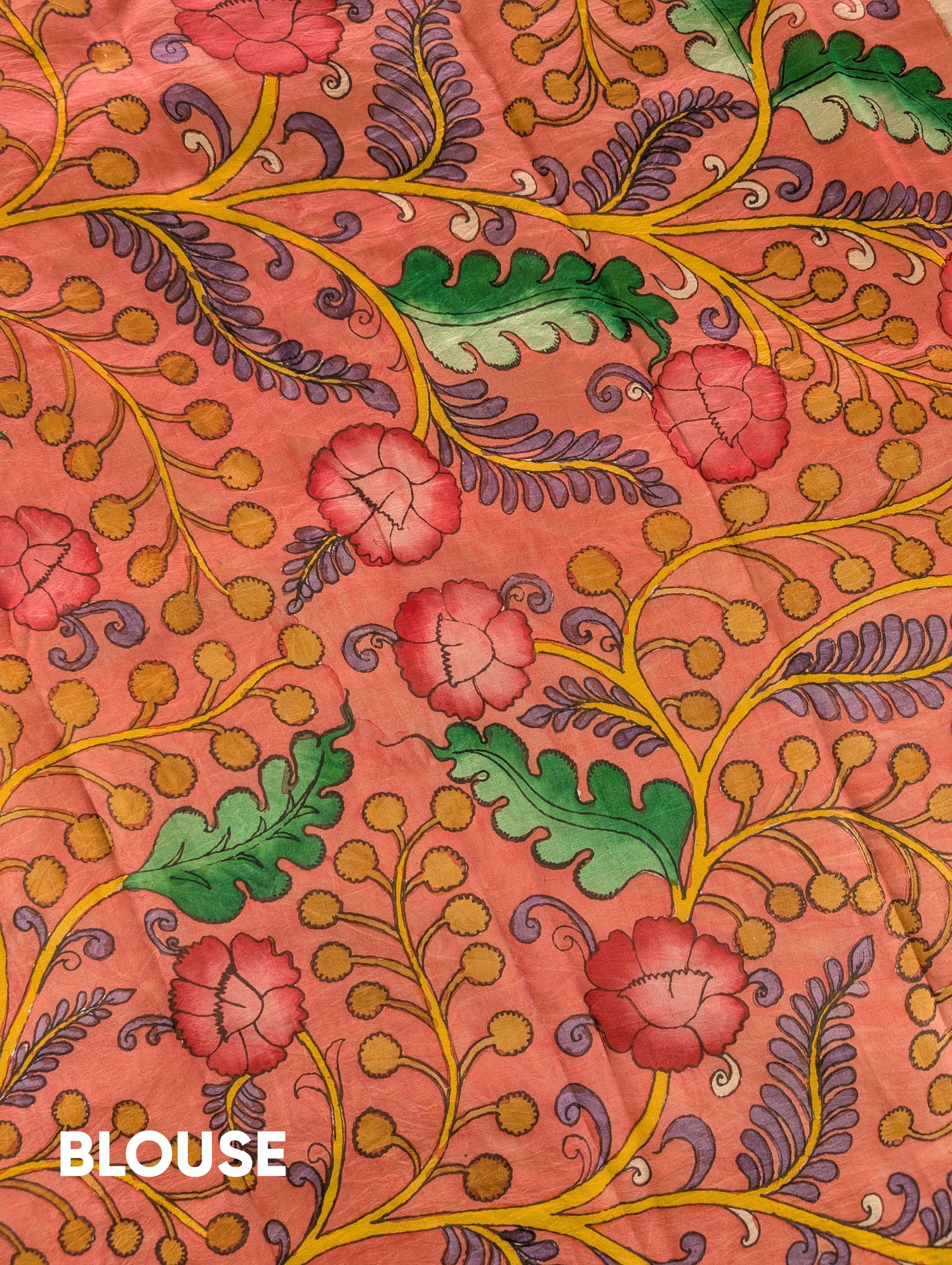 Organza X Pen Kalamkari - Reddish Orange