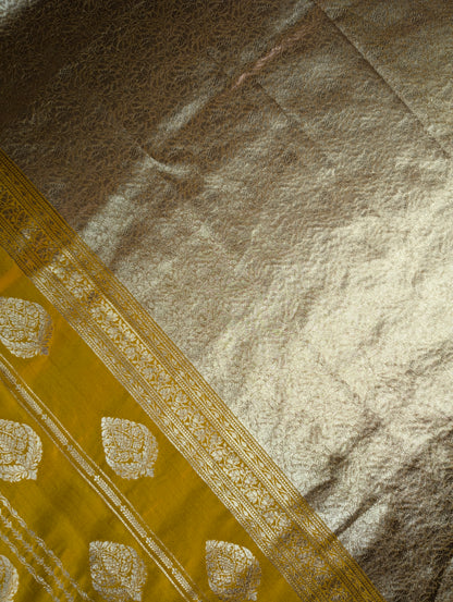 Banarasi Moonga Silk - Golden Mustard (zari leaf motifs)