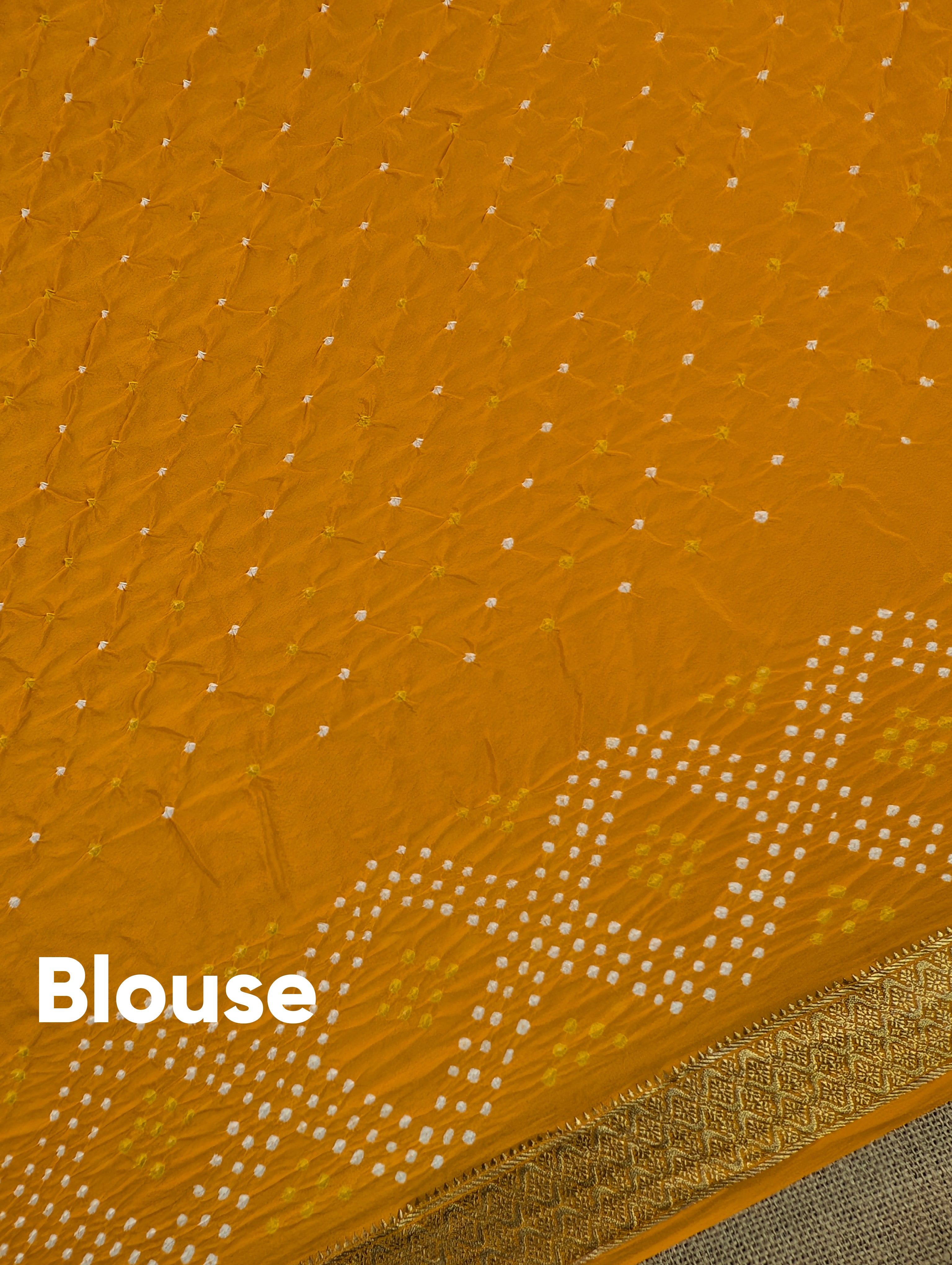 Pure Mysore Silk Crepe X Bandhani - Marigold Yellow