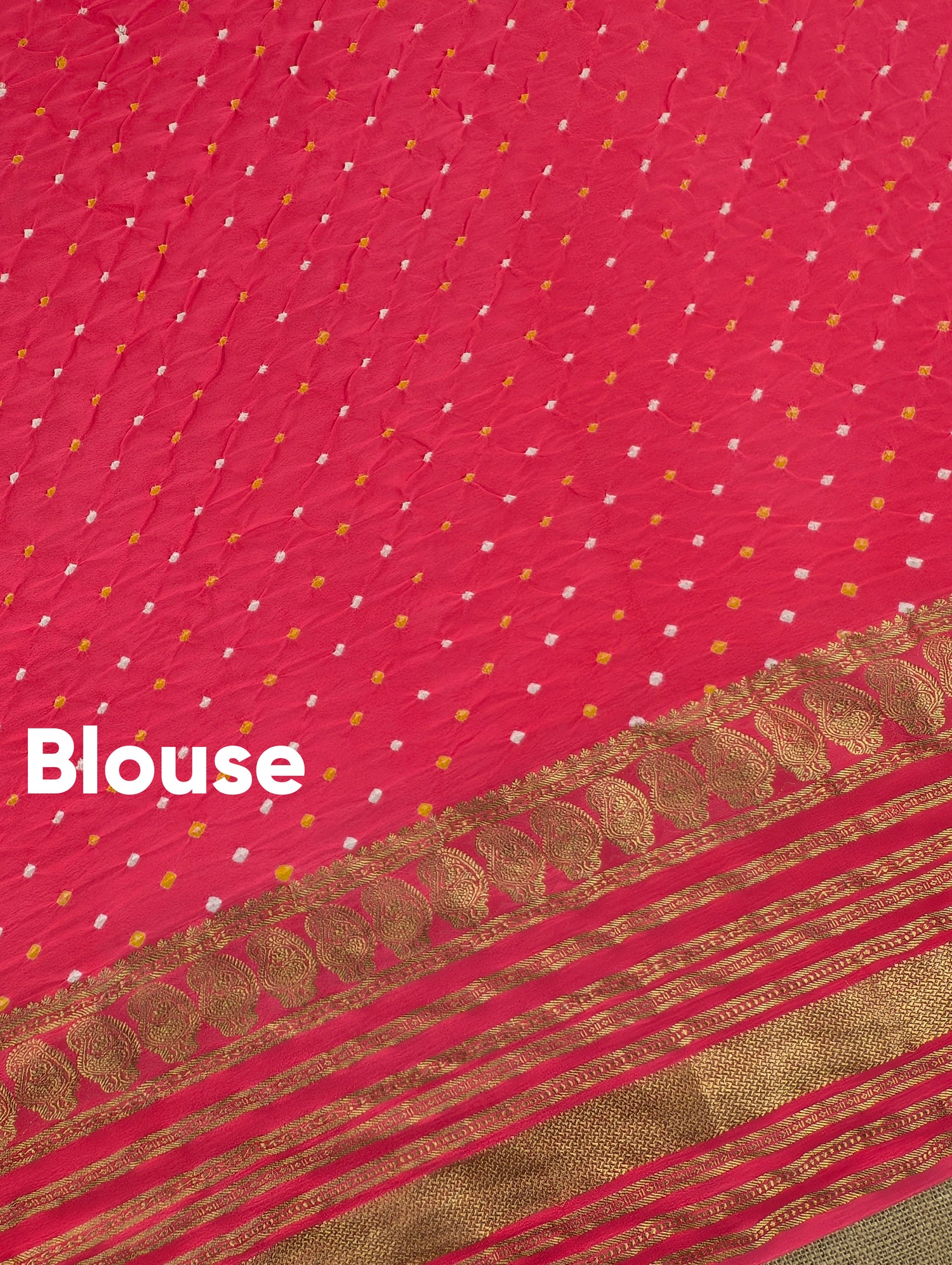 Pure Mysore Silk Crepe X Bandhani - Coral Red