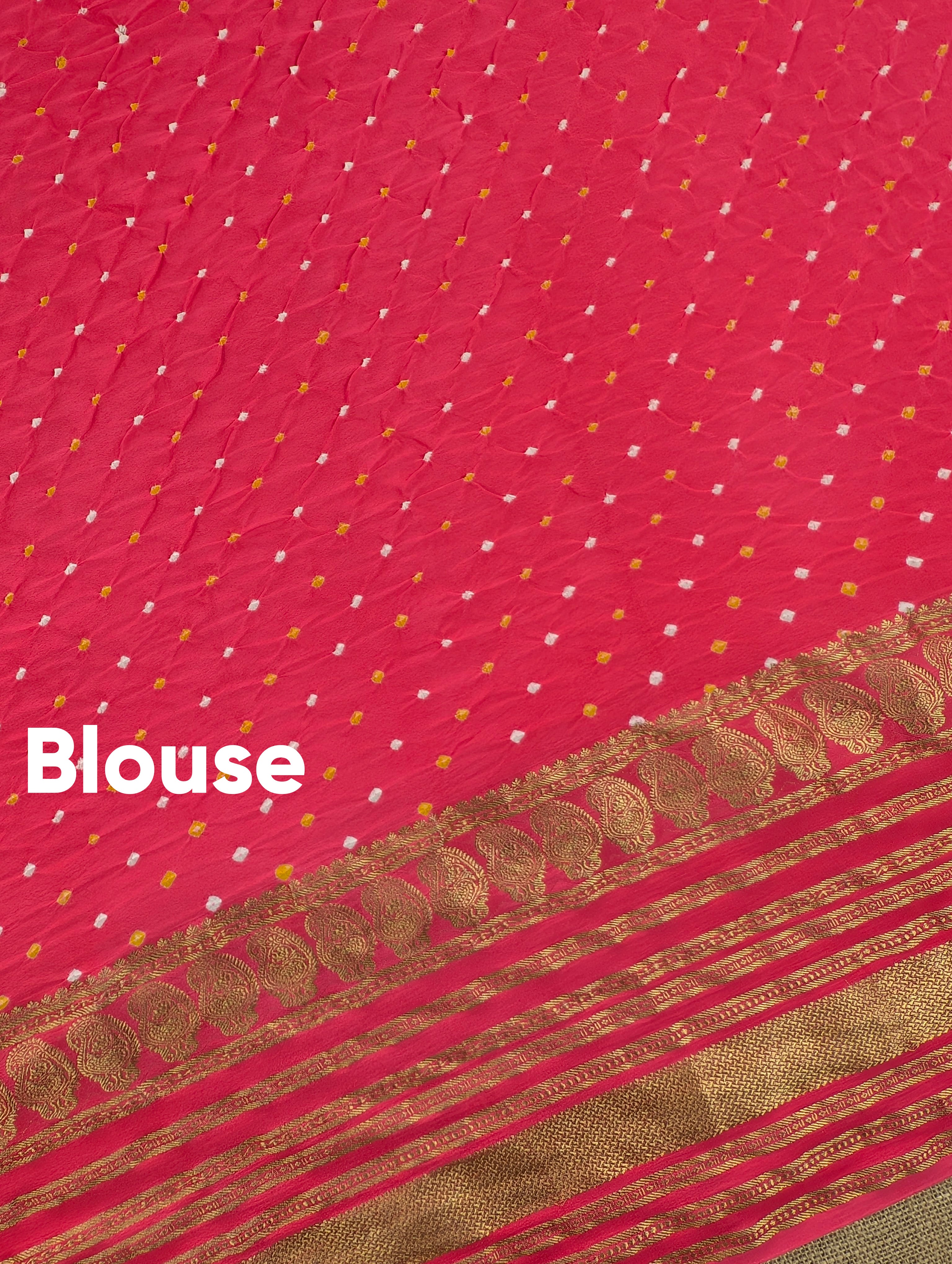 Pure Mysore Silk Crepe X Bandhani - Coral Red