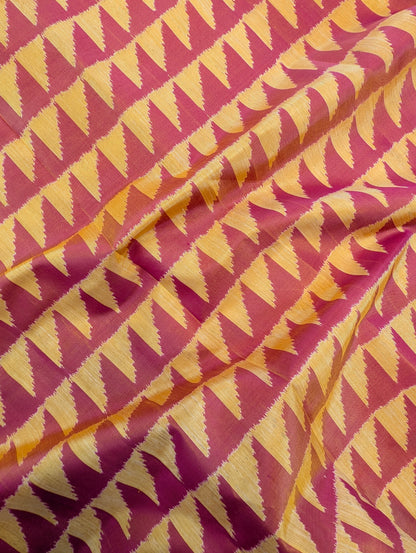 Handloom Patola Pure Silk Saree X Maroon-Mustard