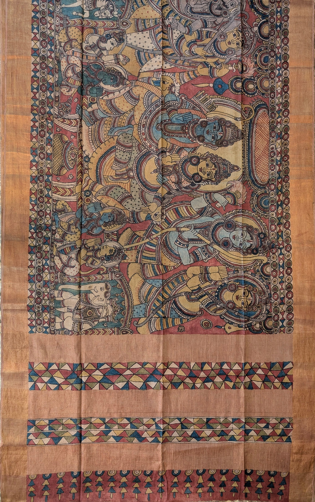Pen Kalamkari X Pure Tussar - Muted Mustard Yellow