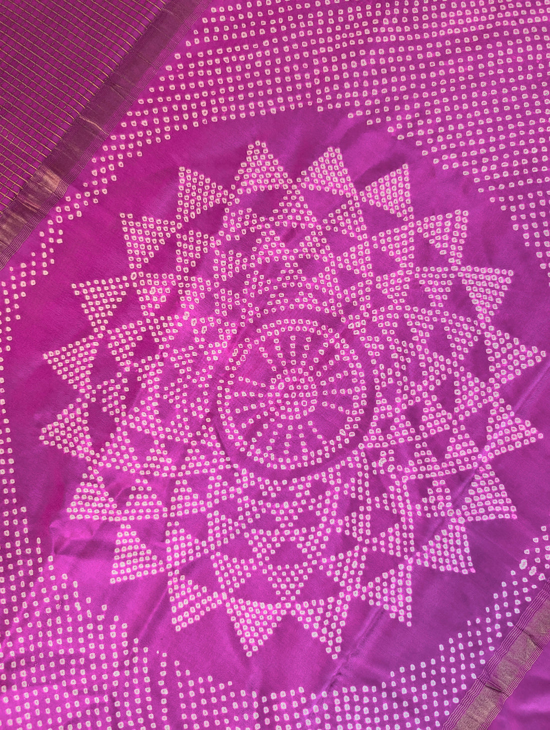Pure Mysore Silk Crepe X Bandhani - Magenta Pink