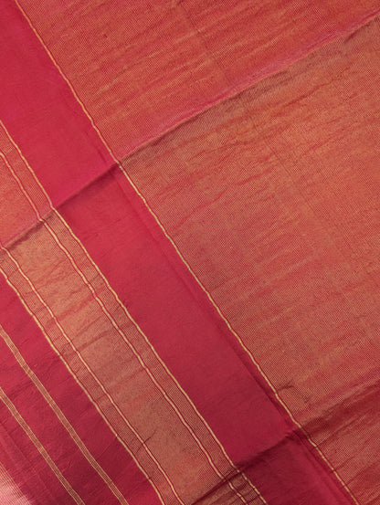 Pure Handloom Gadwal X Pen Kalamkari -  Radiant yellow with red border