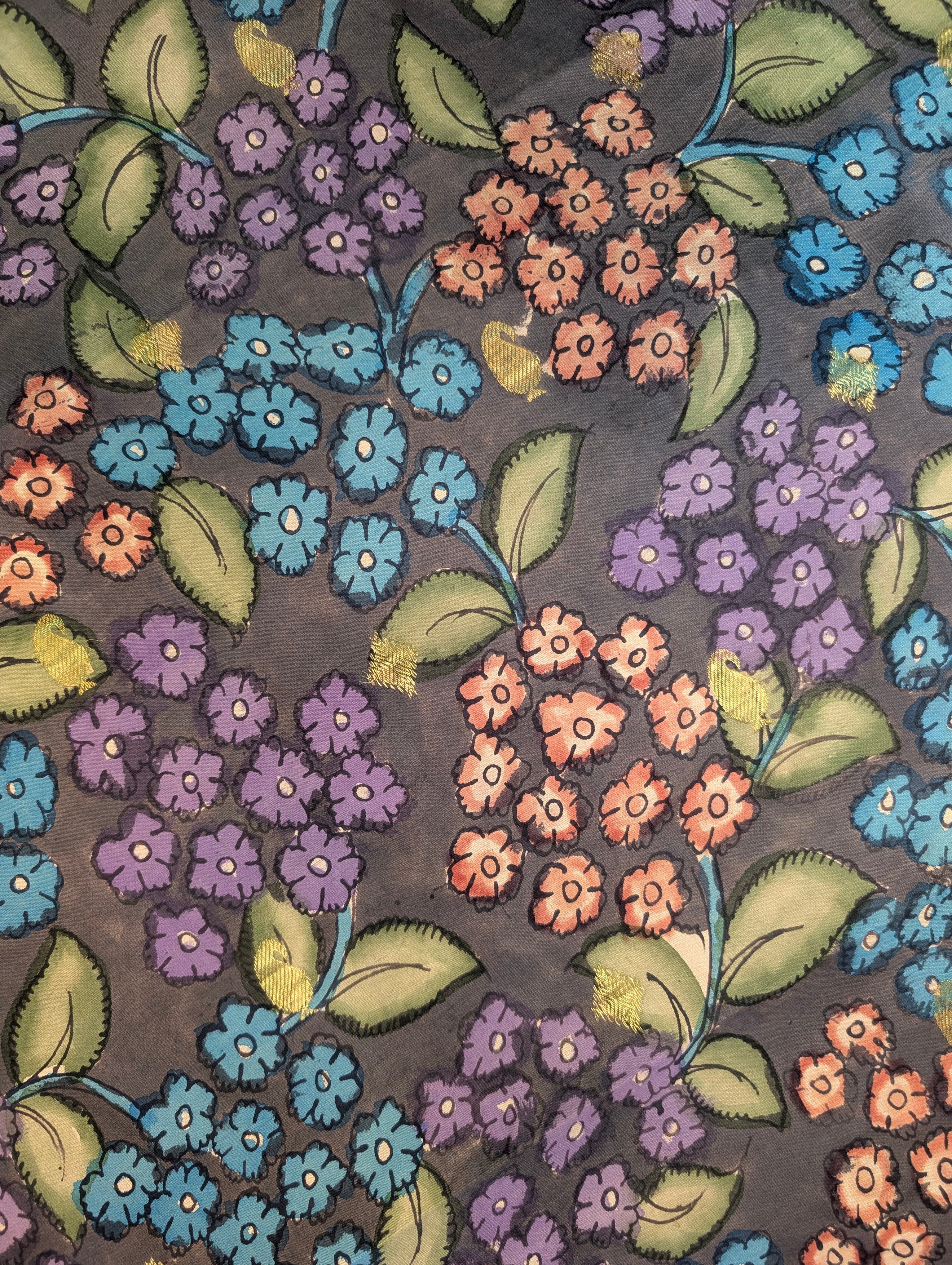 Pure Handloom Gadwal X Pen Kalamkari - Grey