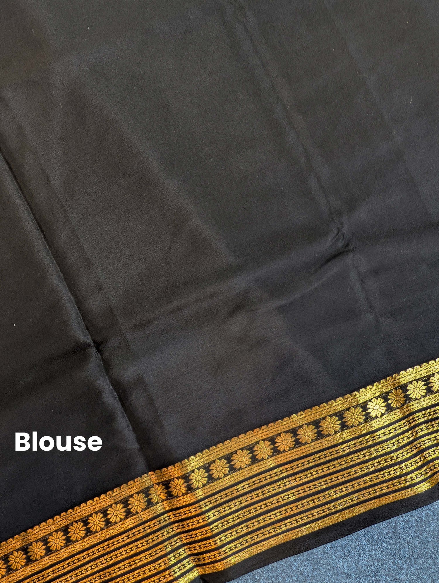 Pure Mysore Silk Crepe - Orange with Black