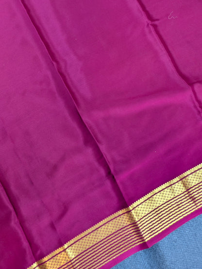 Pure Mysore Silk Crepe - Black with Dark Pink