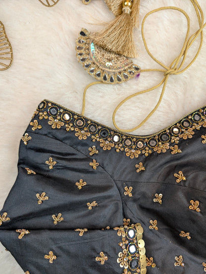 Black Mirror Work Embroidered Blouse