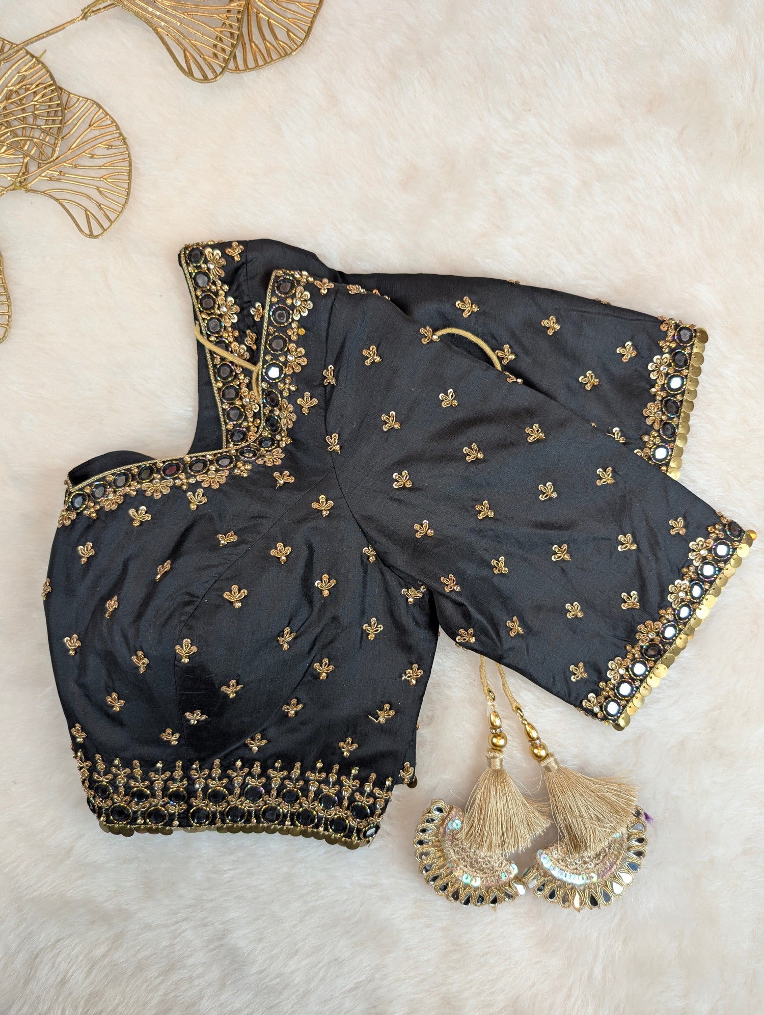 Black Mirror Work Embroidered Blouse
