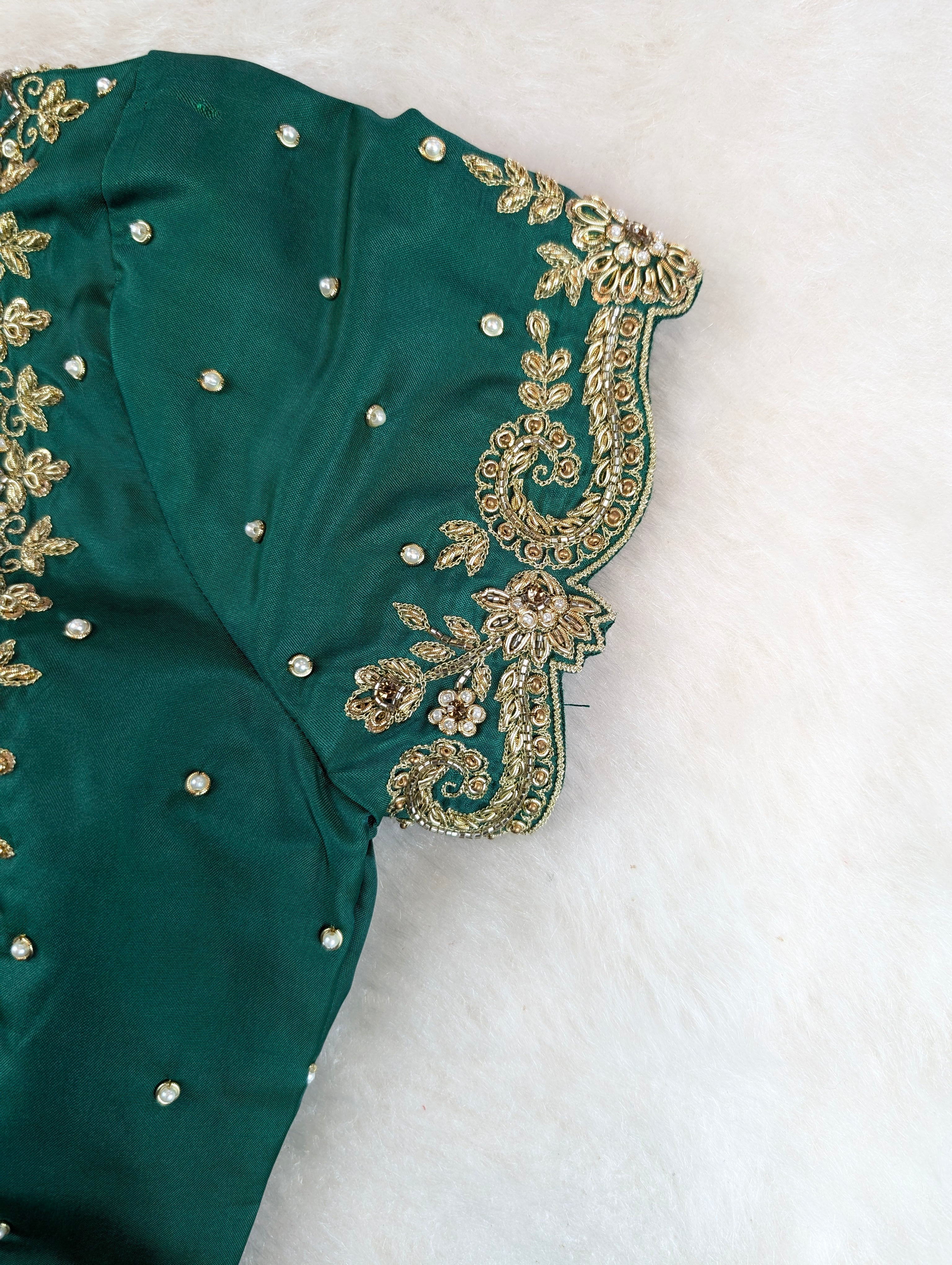 Emerald Green Embroidered Blouse