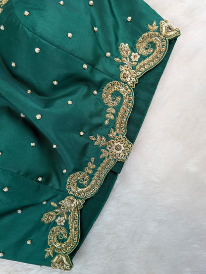 Emerald Green Embroidered Blouse