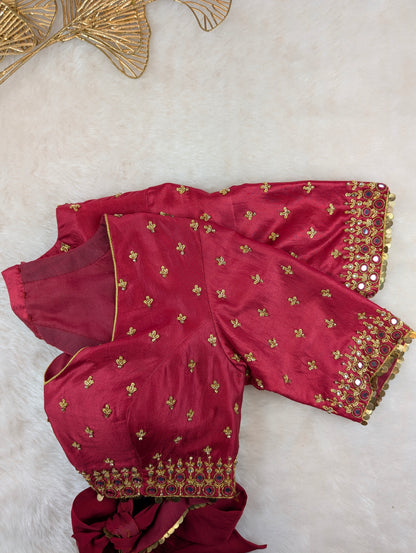 Maroon Red Embroidered Mirror Work Blouse