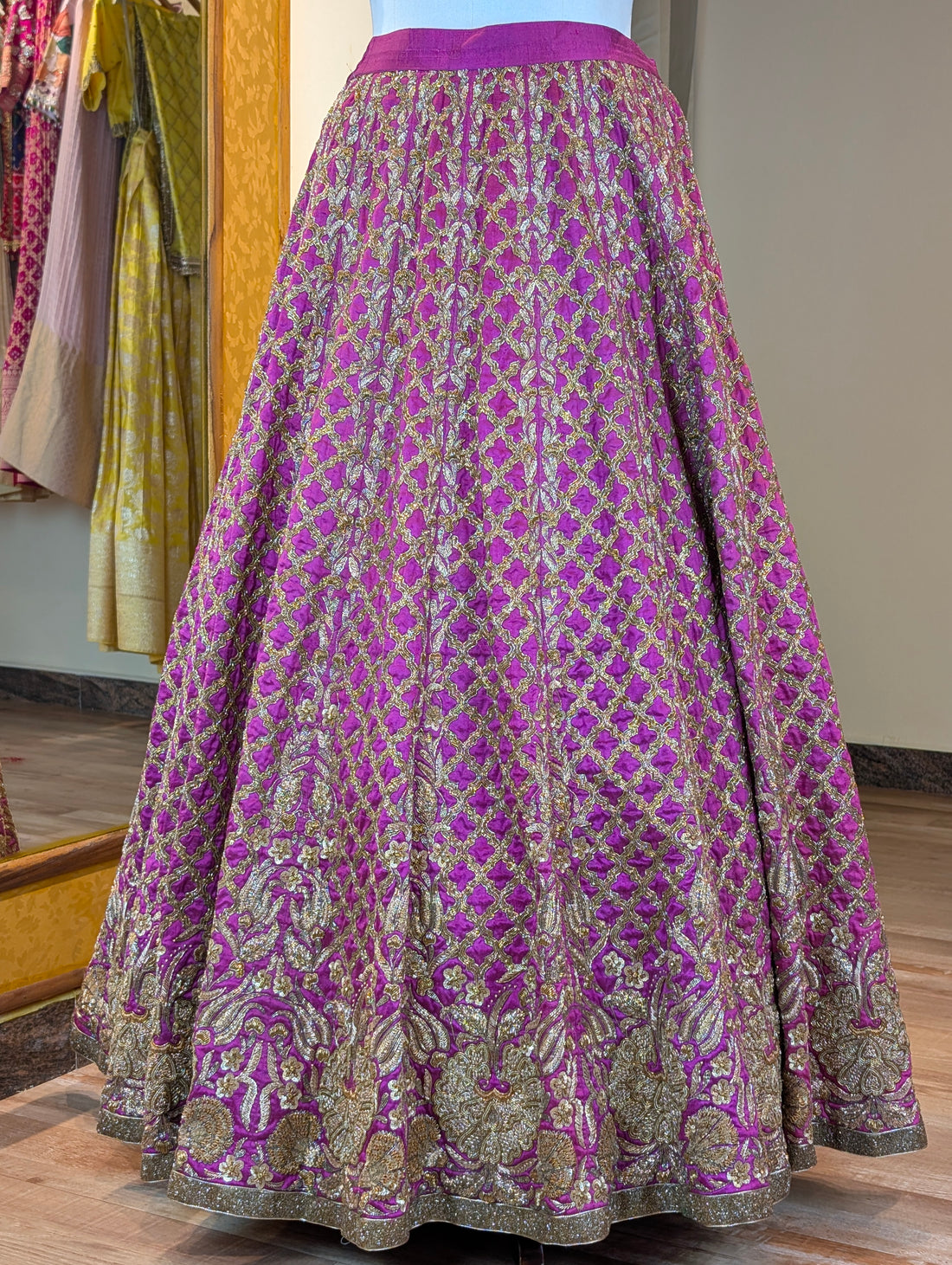 Regal Fuchsia Zari Embroidered Lehenga - Only Skirt