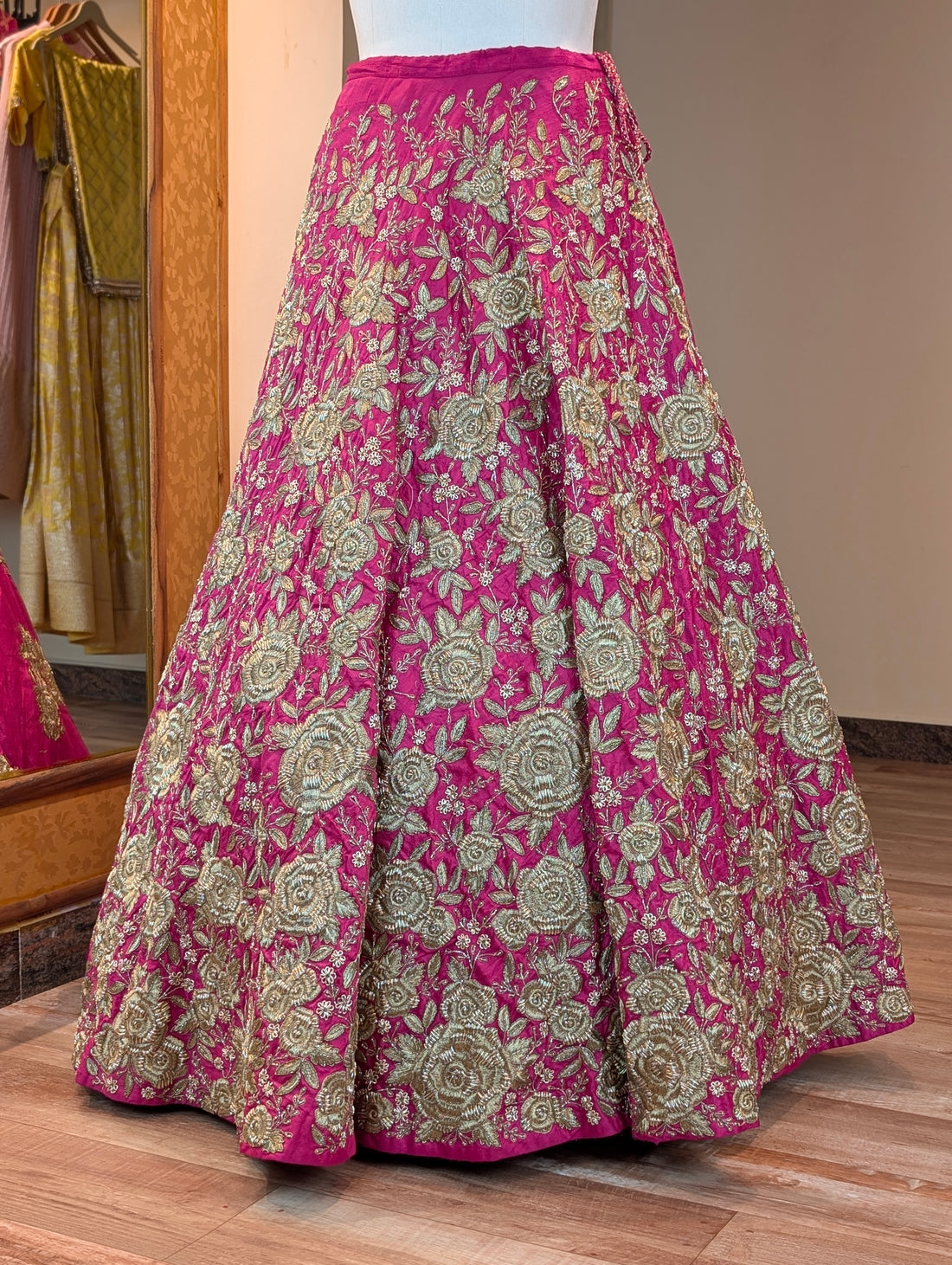Pink Heavy Hand Embroidered Lehanga - Only Skirt
