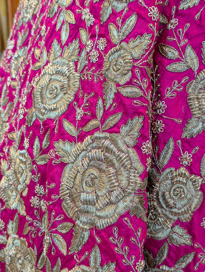 Pink Heavy Hand Embroidered Lehanga - Only Skirt