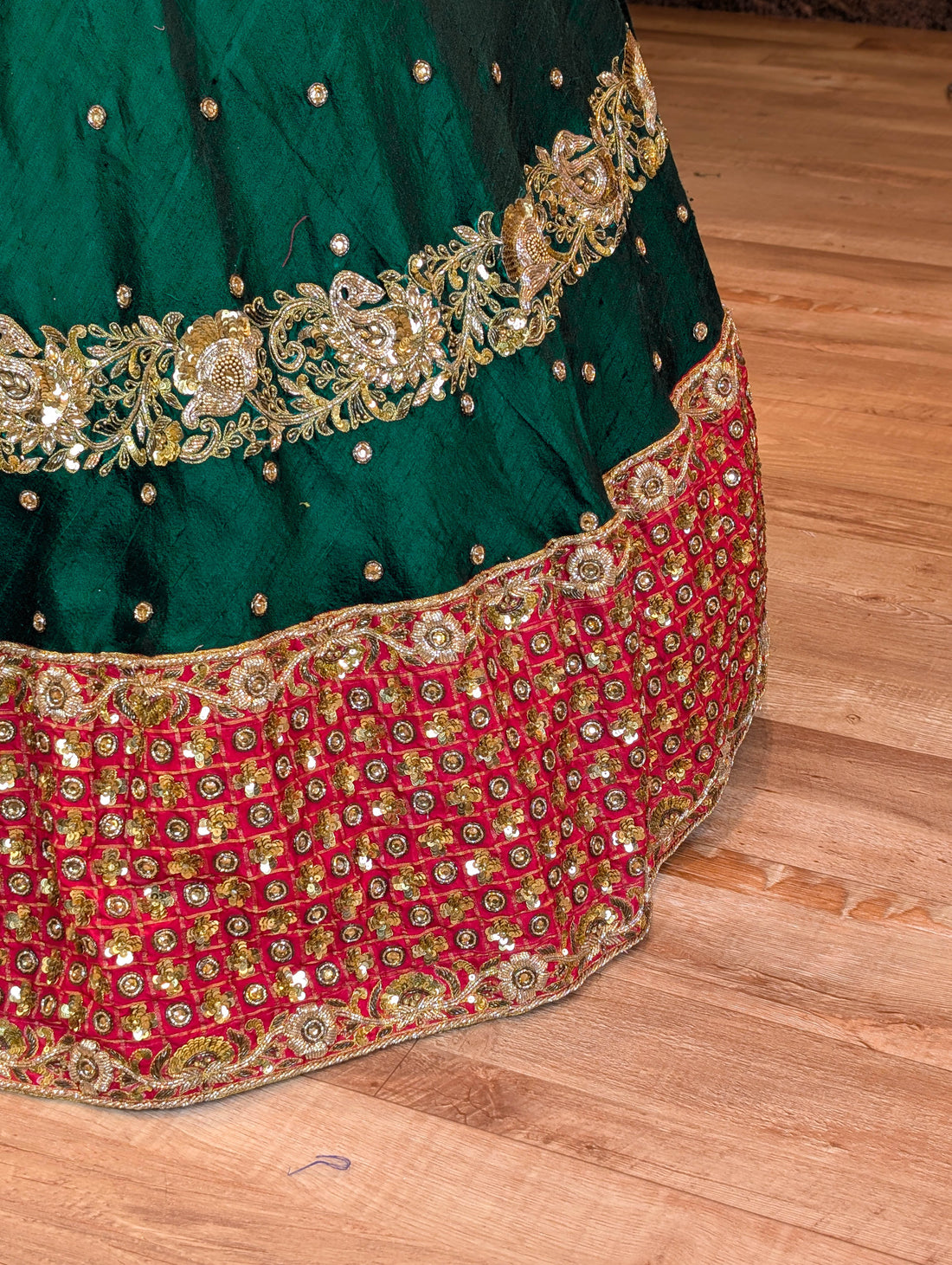 Emerald Green Heavy Embroidered Lehanga - Only Skirt