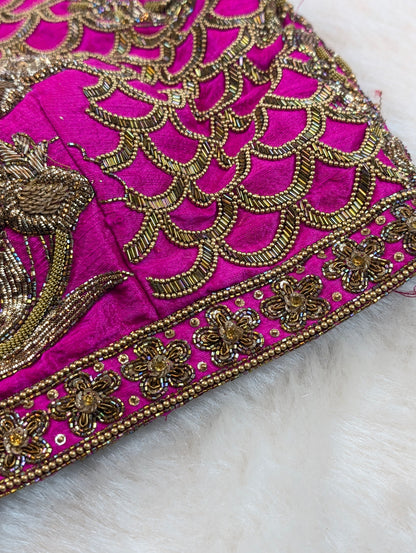 Rani Pink Heavy Hand Embroidered Floral zardosi blouse