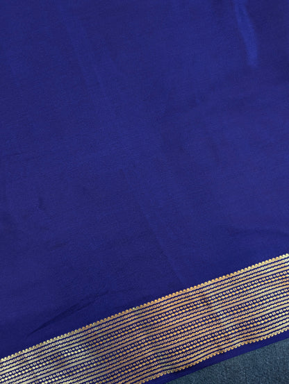 Pure Mysore Silk Crepe - Rani Pink with Blue