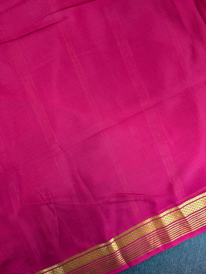 Pure Mysore Silk Crepe - Elegant Maroon Saree with Intricate Muggu Design