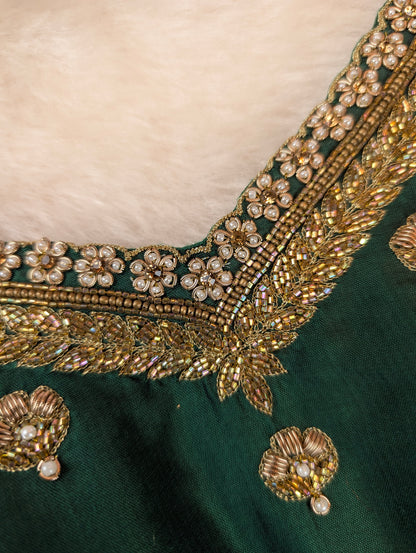 Emerald Green Puff Sleeve Blouse