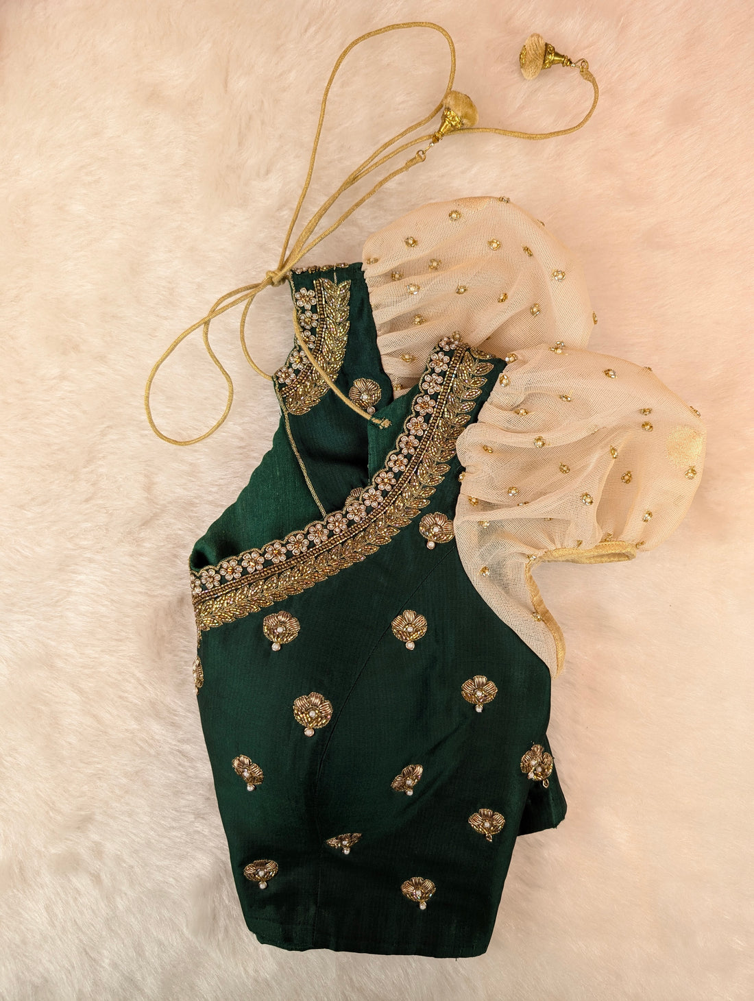Emerald Green Puff Sleeve Blouse