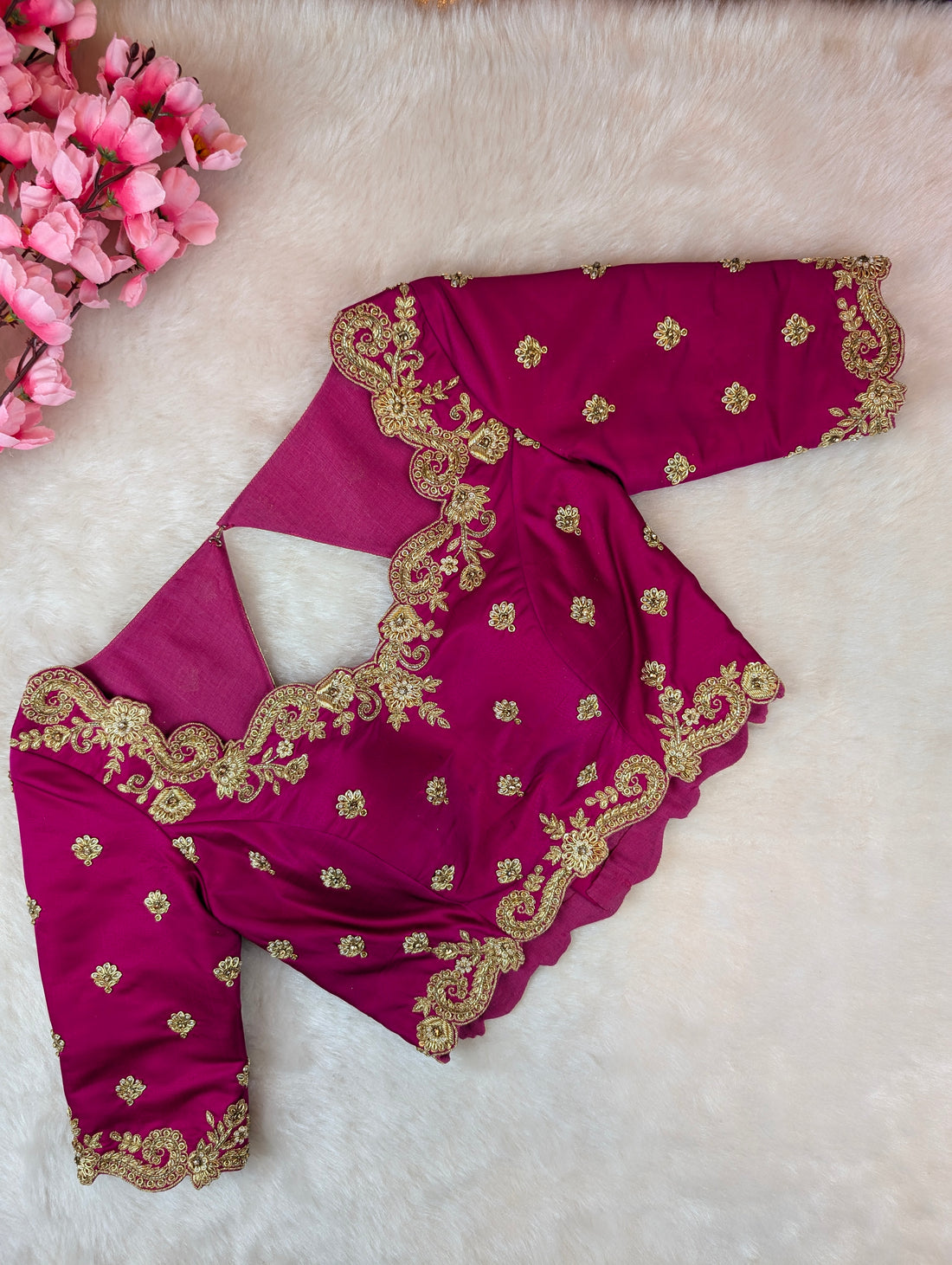 Royal Pink Heavy Embroidered Blouse