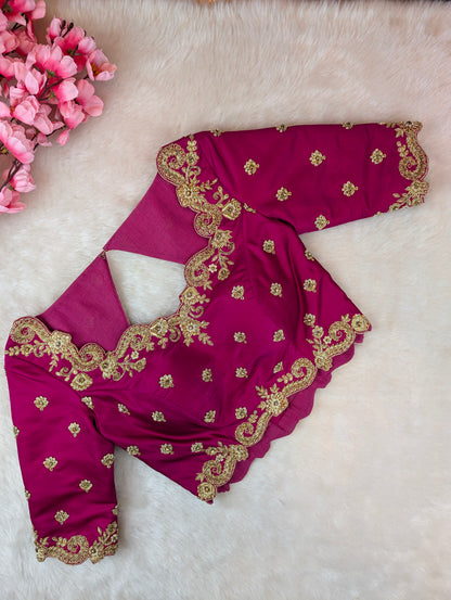 Royal Pink Heavy Embroidered Blouse