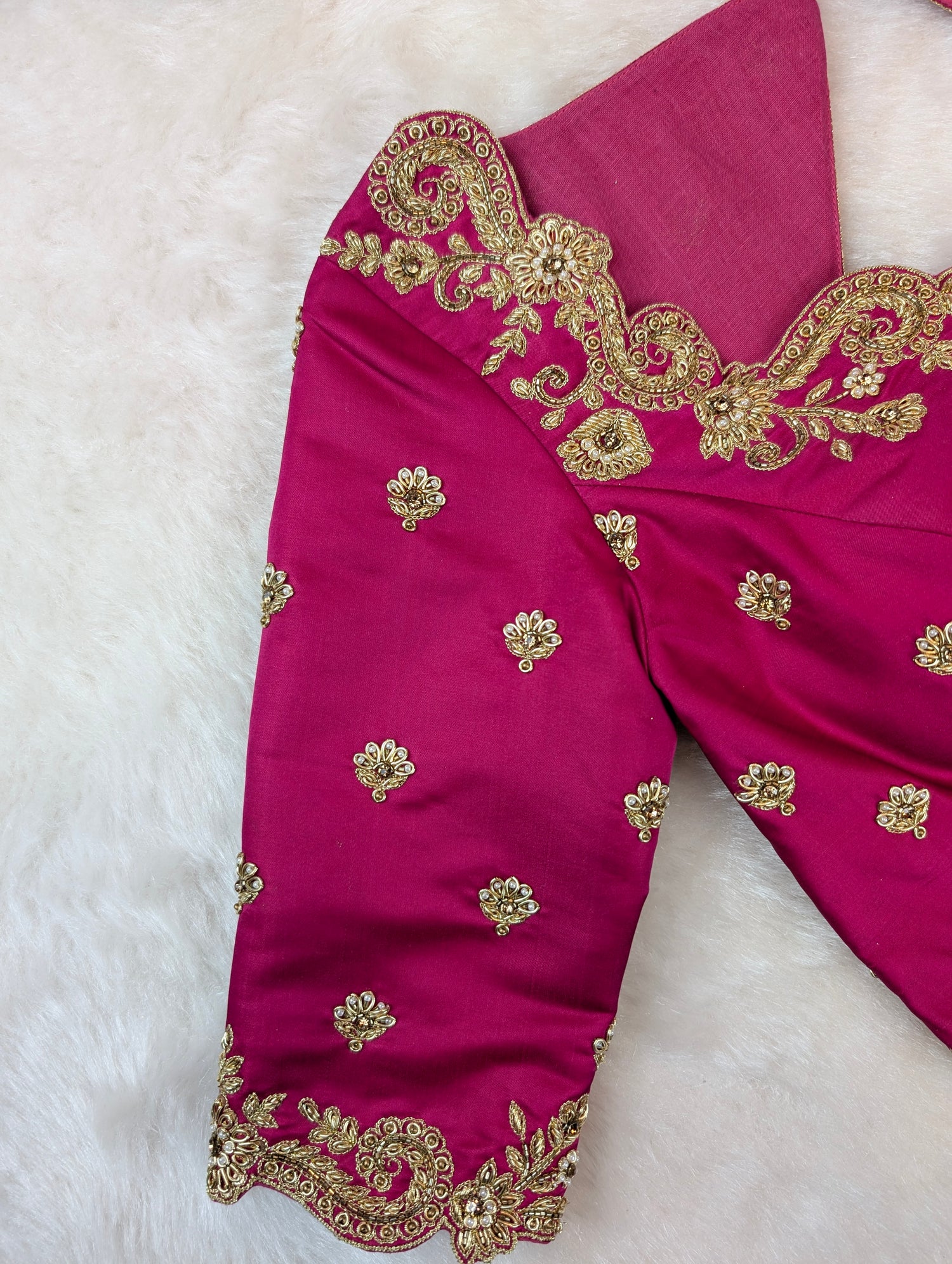 Royal Pink Heavy Embroidered Blouse