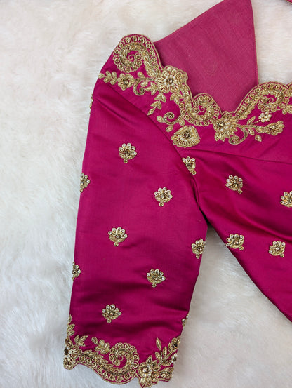 Royal Pink Heavy Embroidered Blouse