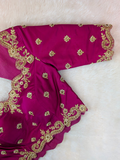 Royal Pink Heavy Embroidered Blouse