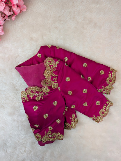 Royal Pink Heavy Embroidered Blouse