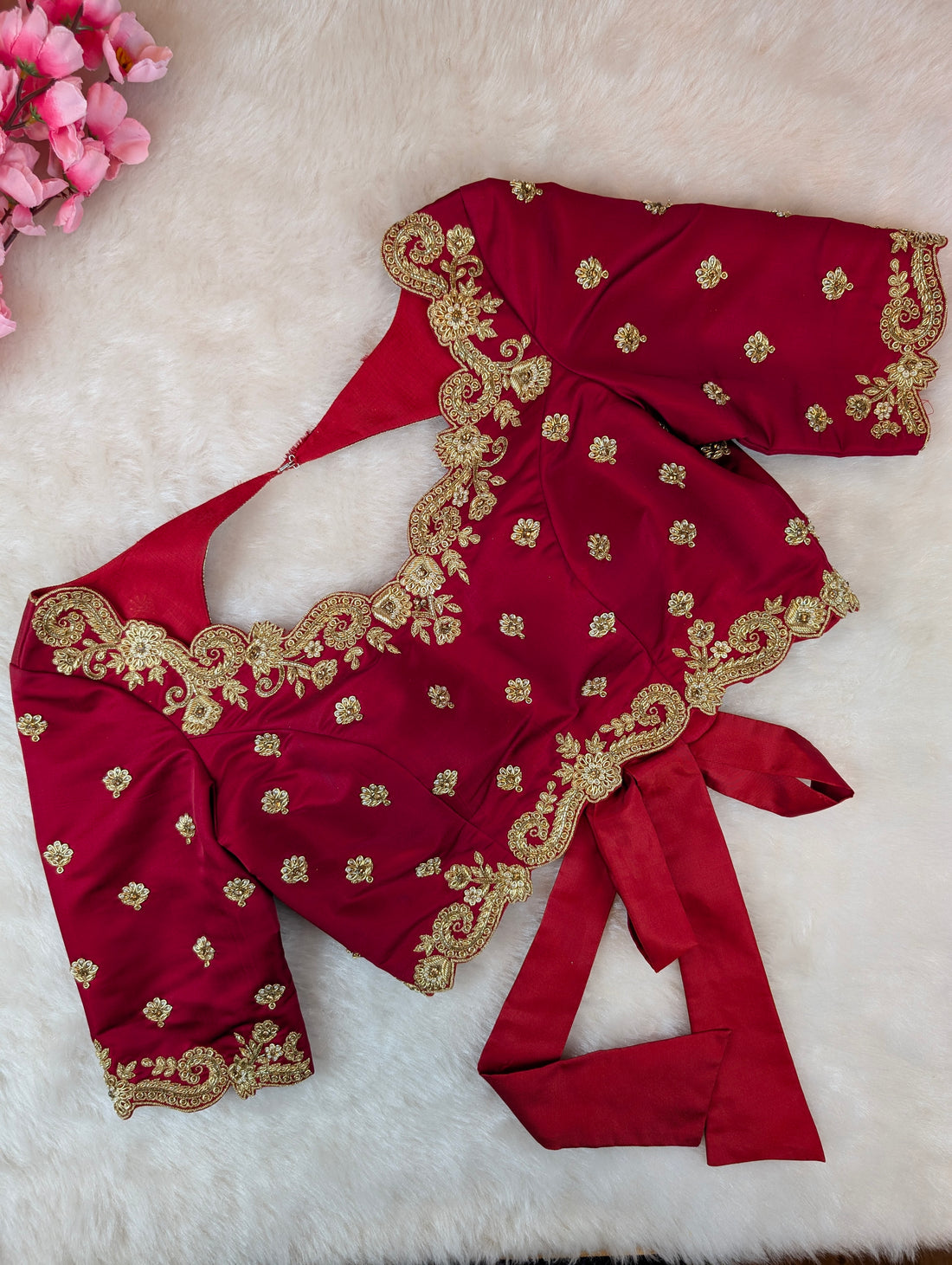Crimson Red Tie-Back Blouse