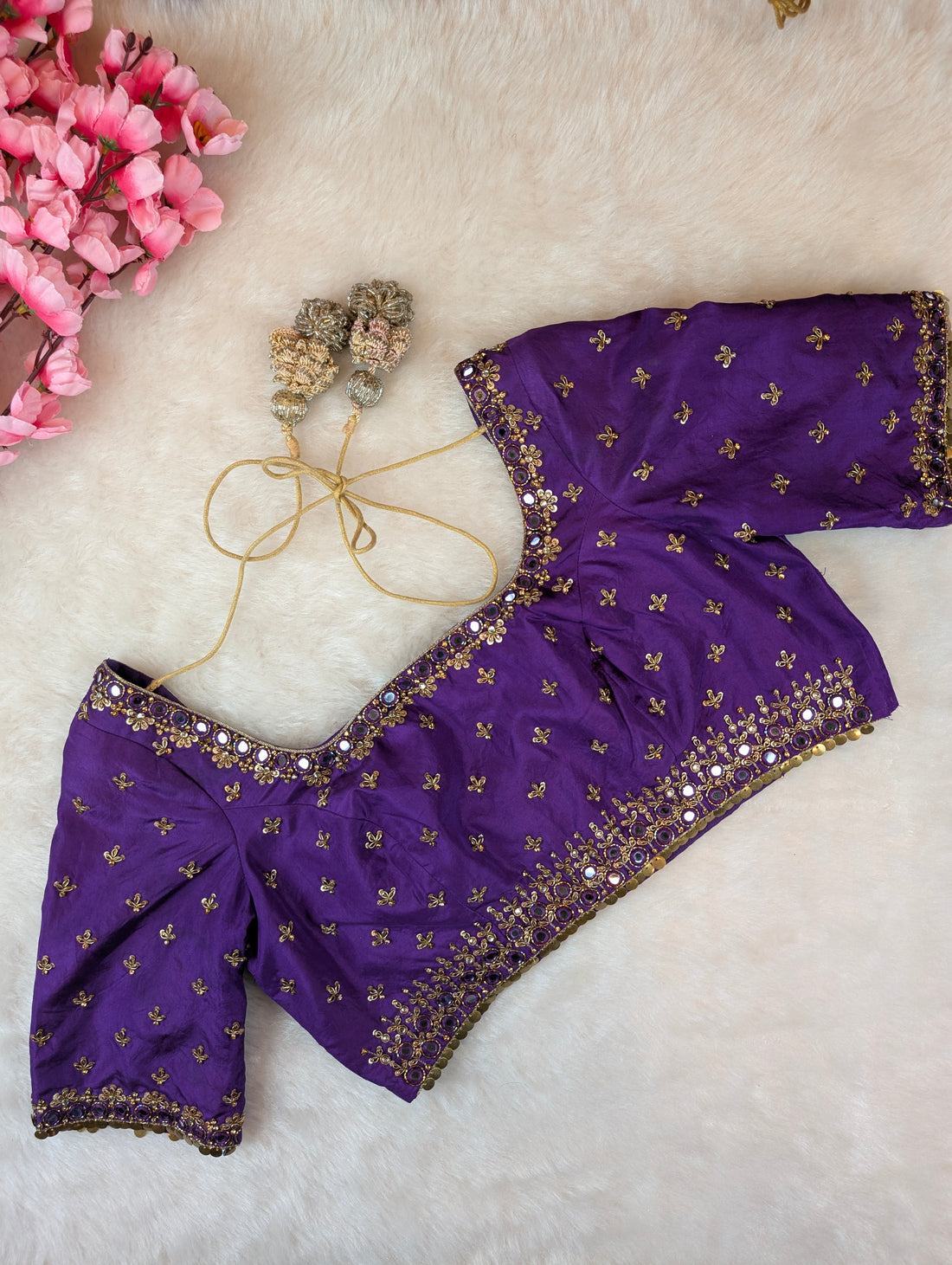 Royal Purple Mirror-Work Blouse